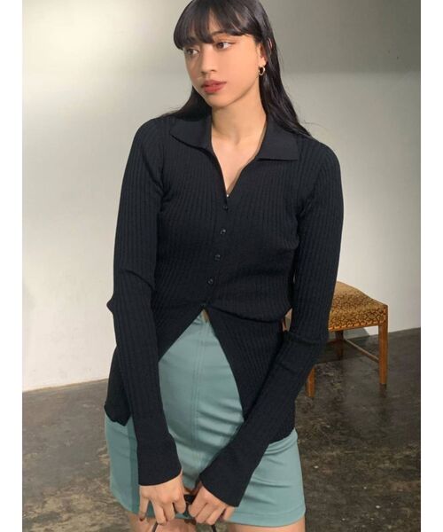 EMODA（エモダ）の「オープンカラーフィットニット（カーディガン/ボレロ・レディース・ブラック/イエロー/ブルー/その他・FREE）」の12枚目の写真