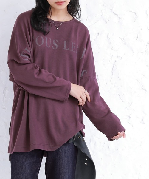 osharewalker（オシャレウォーカー）の「【廃盤】『かすれロゴプリントロンT』（Tシャツ/カットソー・レディース・チャコール/オフホワイト/ワイン・FREE）」の3枚目の写真