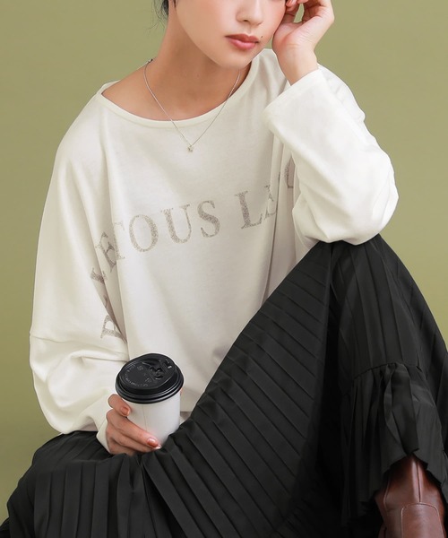 osharewalker（オシャレウォーカー）の「【廃盤】『かすれロゴプリントロンT』（Tシャツ/カットソー・レディース・チャコール/オフホワイト/ワイン・FREE）」の10枚目の写真