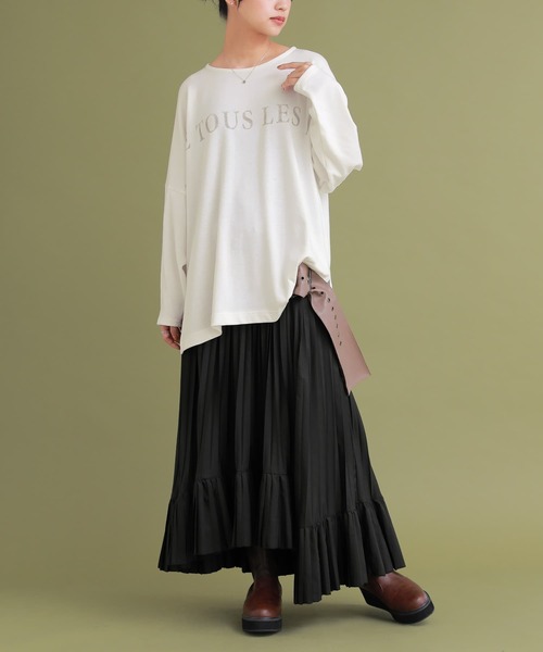 osharewalker（オシャレウォーカー）の「【廃盤】『かすれロゴプリントロンT』（Tシャツ/カットソー・レディース・チャコール/オフホワイト/ワイン・FREE）」の4枚目の写真