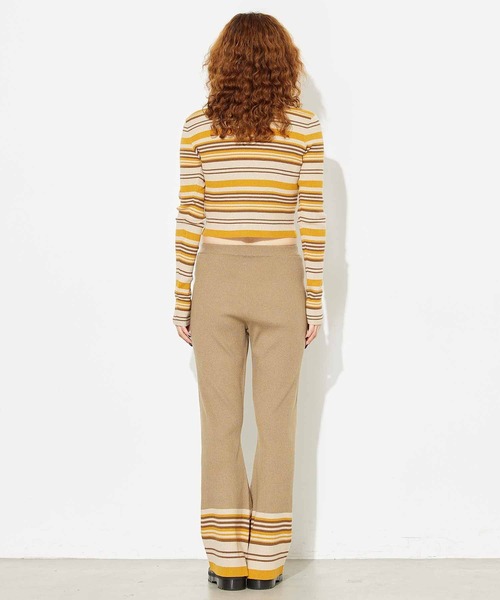 X-girl（エックスガール）の「PARTIAL STRIPE KNIT PANTS（その他パンツ・レディース・ブラック/ベージュ/グリーン・ONE SIZE）」の6枚目の写真