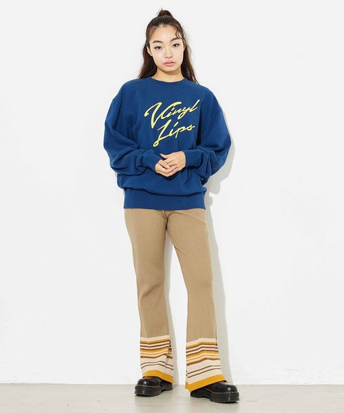 X-girl（エックスガール）の「PARTIAL STRIPE KNIT PANTS（その他パンツ・レディース・ブラック/ベージュ/グリーン・ONE SIZE）」の10枚目の写真