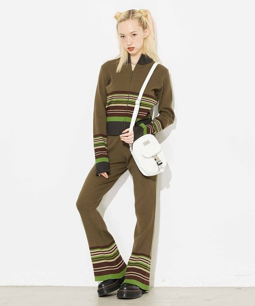 X-girl（エックスガール）の「PARTIAL STRIPE KNIT PANTS（その他パンツ・レディース・ブラック/ベージュ/グリーン・ONE SIZE）」の15枚目の写真