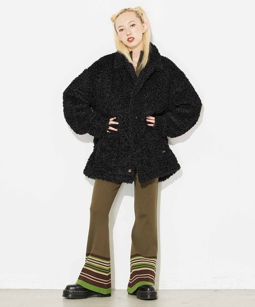 X-girl（エックスガール）の「PARTIAL STRIPE KNIT PANTS（その他パンツ・レディース・ブラック/ベージュ/グリーン・ONE SIZE）」の17枚目の写真