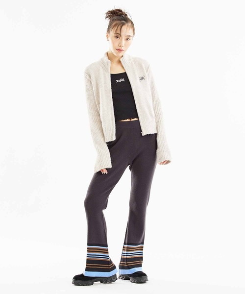 X-girl（エックスガール）の「PARTIAL STRIPE KNIT PANTS（その他パンツ・レディース・ブラック/ベージュ/グリーン・ONE SIZE）」の22枚目の写真