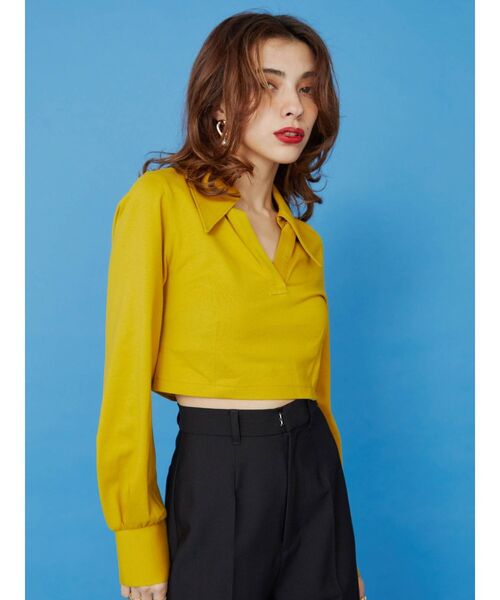 EVRIS（エヴリス）の「バックオープンシャツトップス（Tシャツ/カットソー・レディース・マスタード/アイボリー/ブラック・FREE）」の10枚目の写真