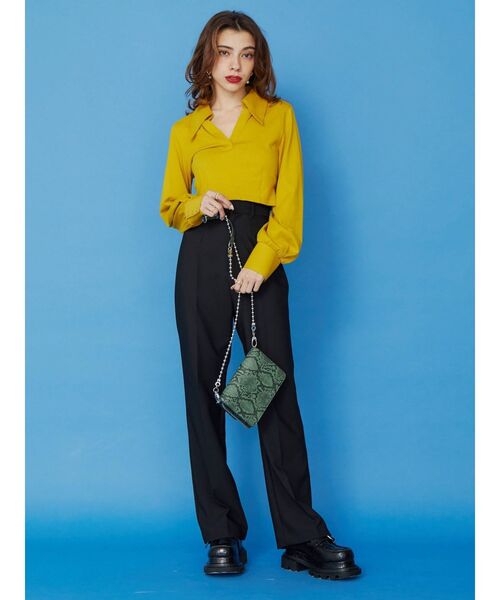 EVRIS（エヴリス）の「バックオープンシャツトップス（Tシャツ/カットソー・レディース・マスタード/アイボリー/ブラック・FREE）」の9枚目の写真