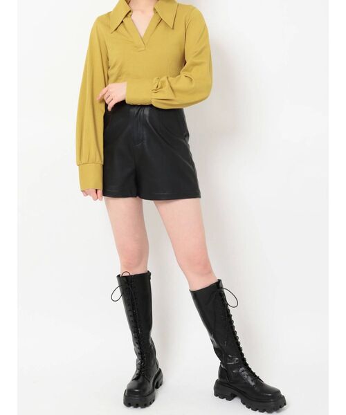 EVRIS（エヴリス）の「バックオープンシャツトップス（Tシャツ/カットソー・レディース・マスタード/アイボリー/ブラック・FREE）」の16枚目の写真