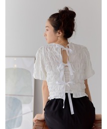 Ayla | back ribbon waffle tops(シャツ/ブラウス)