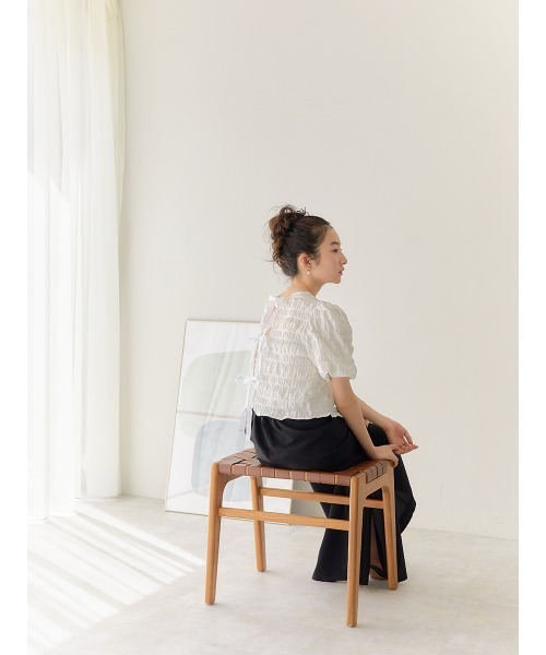 Ayla（アイラ）の「back ribbon waffle tops（シャツ/ブラウス・レディース・アイボリー/ブラック・FREE）」の15枚目の写真