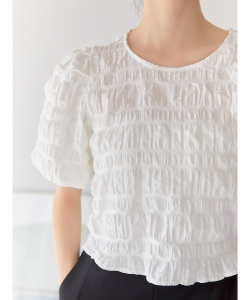 Ayla（アイラ）の「back ribbon waffle tops（シャツ/ブラウス・レディース・アイボリー/ブラック・FREE）」の14枚目の写真