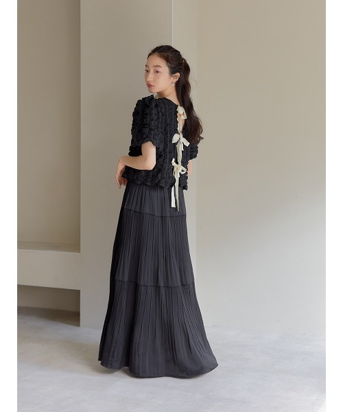 Ayla（アイラ）の「back ribbon waffle tops（シャツ/ブラウス・レディース・アイボリー/ブラック・FREE）」の8枚目の写真