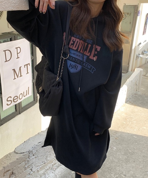 Amulet(アミュレット)の「裏起毛パーカーワンピース(ワンピース・レディース・ベージュ/ネイビー/ブラック/グレー・FREE)」の10枚目の写真