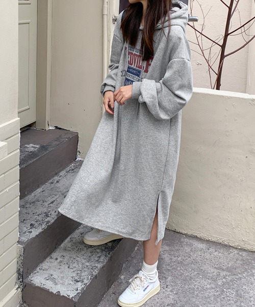 Amulet(アミュレット)の「裏起毛パーカーワンピース(ワンピース・レディース・ベージュ/ネイビー/ブラック/グレー・FREE)」の13枚目の写真