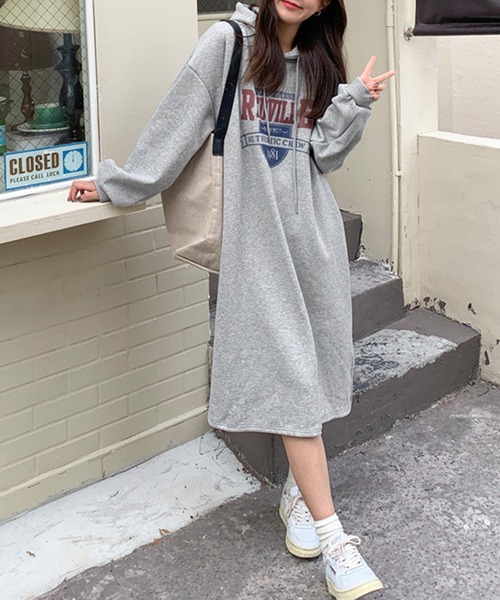 Amulet(アミュレット)の「裏起毛パーカーワンピース(ワンピース・レディース・ベージュ/ネイビー/ブラック/グレー・FREE)」の18枚目の写真