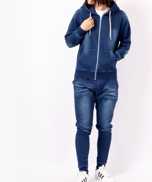 EVOLUTION(エボリューション)の「Indigo lining shaggy zip up hoodie / インディゴ裏シャギージップアップパーカー unisex(パーカー・メンズ・サックスブルー/ネイビー・M/XL/XXL/L)」の14枚目の写真