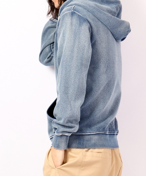 セール】Indigo lining shaggy zip up hoodie / インディゴ裏シャギー