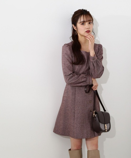 PROPORTION BODY DRESSING(プロポーションボディドレッシング)の「サイド釦ミニフレアワンピース / 1213140103(ワンピース・レディース・ブラウン/ブラック/グレー・SMALL/MEDIUM)」の3枚目の写真