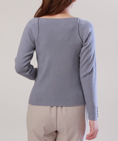 ASTORIA ODIER(アストリアオディール)の「袖口パールネッククロスリブニット(ニット/セーター・レディース・ブラック/ホワイト/ピンク/ブラウン/ダークブルー・MEDIUM)」の8枚目の写真