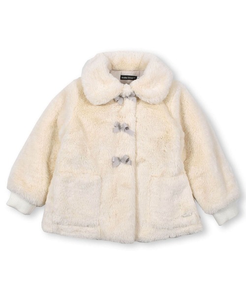 BeBe 130サイズ ホワイトファーコート BEBE 女の子コート新品タグ付きサイズ130 エコファーグレー