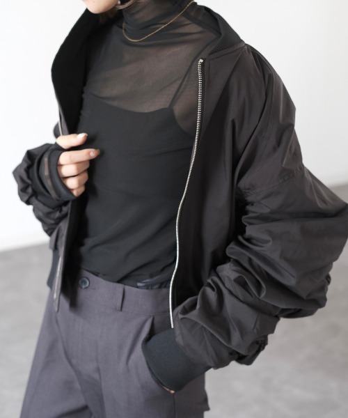 Reurie'（レウリィ）の「ハイネックフィンガーホールシアートップ/high neck finger hole sheer top（その他トップス・レディース・アイボリー/ブラック・FREE）」の11枚目の写真