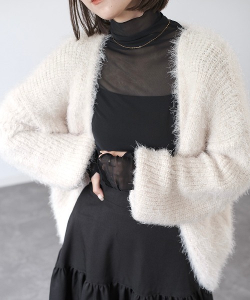 Reurie'（レウリィ）の「ハイネックフィンガーホールシアートップ/high neck finger hole sheer top（その他トップス・レディース・アイボリー/ブラック・FREE）」の12枚目の写真