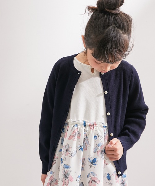 ROPE' PICNIC(ロペピクニック)の「【KIDS】リンクコーデ/マシュマロニットパールカーディガン(カーディガン/ボレロ・キッズ・ネイビー/オフホワイト/ブルー・120/130/140/150)」の3枚目の写真