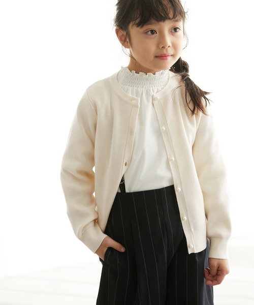 ROPE' PICNIC(ロペピクニック)の「【KIDS】リンクコーデ/マシュマロニットパールカーディガン(カーディガン/ボレロ・キッズ・ネイビー/オフホワイト/ブルー・120/130/140/150)」の2枚目の写真