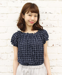 Kastane | 【Kastane】ウインドーペンプリントトップス(Tシャツ/カットソー)