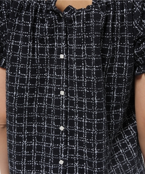 Kastane（カスタネ）の「【Kastane】ウインドーペンプリントトップス（Tシャツ/カットソー・レディース・オフホワイト/グレー/ネイビー・FREE）」の17枚目の写真