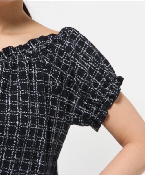 Kastane（カスタネ）の「【Kastane】ウインドーペンプリントトップス（Tシャツ/カットソー・レディース・オフホワイト/グレー/ネイビー・FREE）」の9枚目の写真