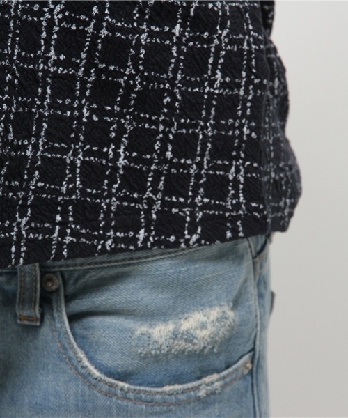 Kastane（カスタネ）の「【Kastane】ウインドーペンプリントトップス（Tシャツ/カットソー・レディース・オフホワイト/グレー/ネイビー・FREE）」の10枚目の写真