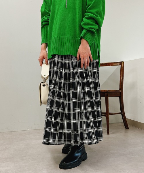un dix cors（アンディコール）の「チェック柄消しプリーツスカート（スカート・レディース・ブラック/ホワイト・FREE）」の2枚目の写真