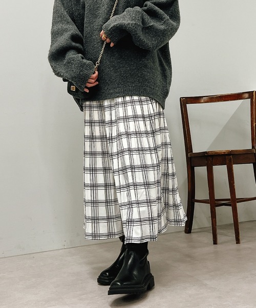 un dix cors（アンディコール）の「チェック柄消しプリーツスカート（スカート・レディース・ブラック/ホワイト・FREE）」の12枚目の写真