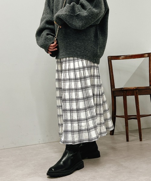 un dix cors（アンディコール）の「チェック柄消しプリーツスカート（スカート・レディース・ブラック/ホワイト・FREE）」の17枚目の写真