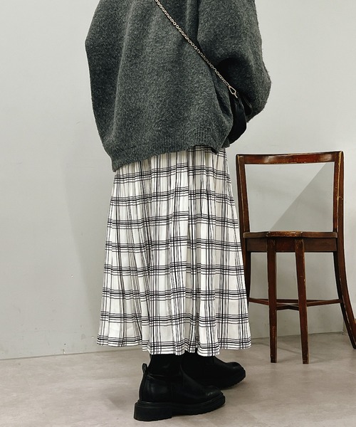 un dix cors（アンディコール）の「チェック柄消しプリーツスカート（スカート・レディース・ブラック/ホワイト・FREE）」の22枚目の写真