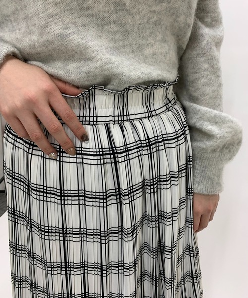 un dix cors（アンディコール）の「チェック柄消しプリーツスカート（スカート・レディース・ブラック/ホワイト・FREE）」の4枚目の写真