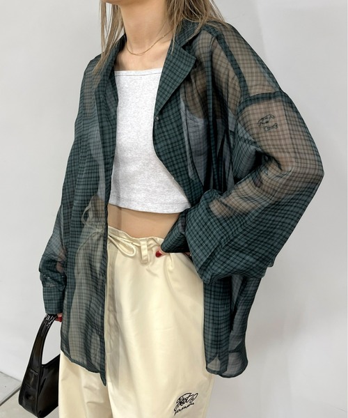 WHO'S WHO gallery（フーズフーギャラリー）の「アソートシフォンビッグシャツ（シャツ/ブラウス・レディース・グリーン/ブラウン/オレンジ系・FREE）」の2枚目の写真