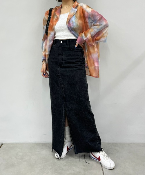 WHO'S WHO gallery（フーズフーギャラリー）の「アソートシフォンビッグシャツ（シャツ/ブラウス・レディース・グリーン/ブラウン/オレンジ系・FREE）」の10枚目の写真