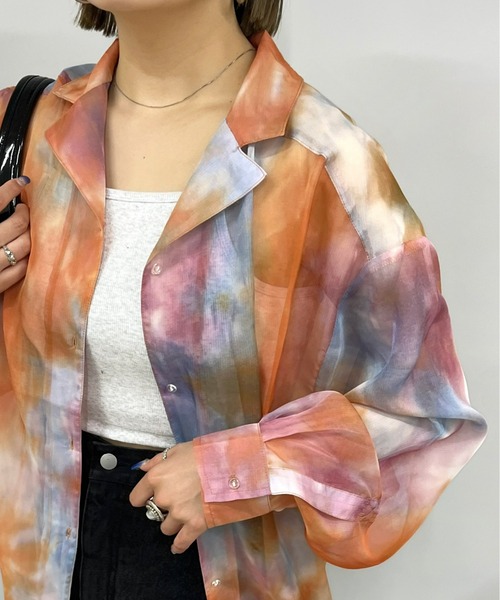 WHO'S WHO gallery（フーズフーギャラリー）の「アソートシフォンビッグシャツ（シャツ/ブラウス・レディース・グリーン/ブラウン/オレンジ系・FREE）」の9枚目の写真