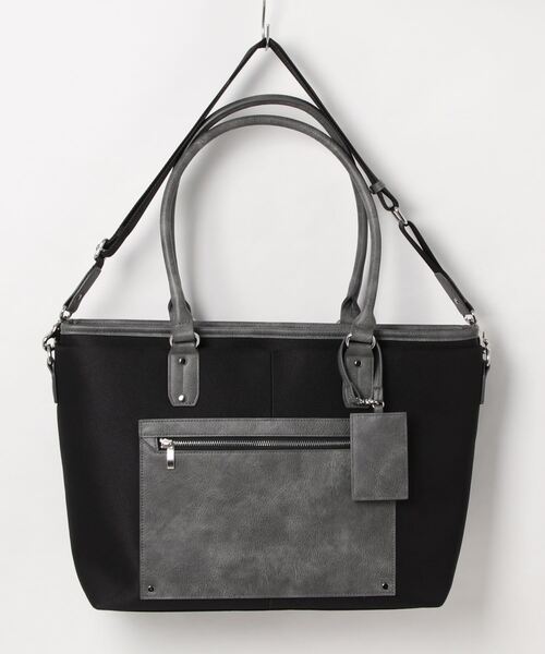 m.f.editorial（エムエフエディトリアル）の「m.f.エディトリアル メンズ コンビ配色 2WAYトートバッグ A4対応（トートバッグ・メンズ・ブラック/ネイビー・FREE）」の2枚目の写真