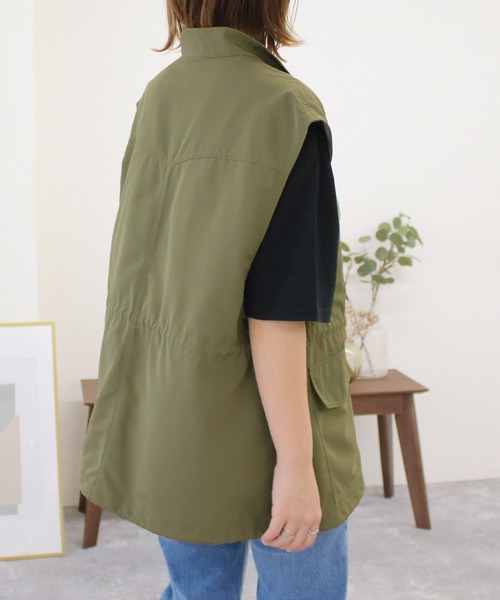 Social GIRL（ソーシャルガール）の「スタンドカラーポケットフィシングベスト（ベスト・レディース・ブラック/アイボリー/カーキ・M）」の14枚目の写真