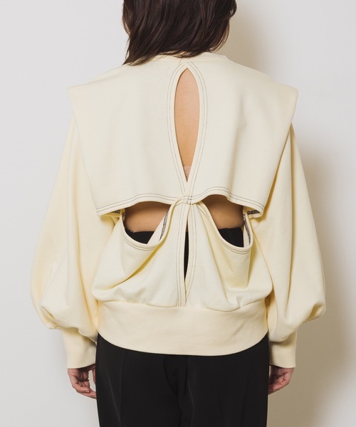 led.tokyo（レッドトウキョウ）の「【led.tokyo】WHY NOT バックオープンスウェットトップス（スウェット・レディース・アイボリー/グレー・FREE）」の18枚目の写真