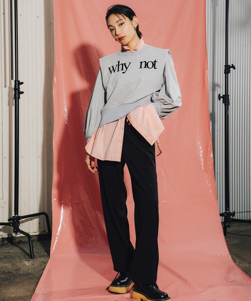 led.tokyo（レッドトウキョウ）の「【led.tokyo】WHY NOT バックオープンスウェットトップス（スウェット・レディース・アイボリー/グレー・FREE）」の19枚目の写真