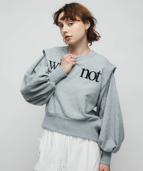 led.tokyo（レッドトウキョウ）の「【led.tokyo】WHY NOT バックオープンスウェットトップス（スウェット・レディース・アイボリー/グレー・FREE）」の7枚目の写真