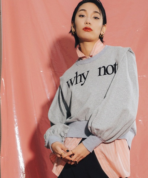 led.tokyo（レッドトウキョウ）の「【led.tokyo】WHY NOT バックオープンスウェットトップス（スウェット・レディース・アイボリー/グレー・FREE）」の11枚目の写真