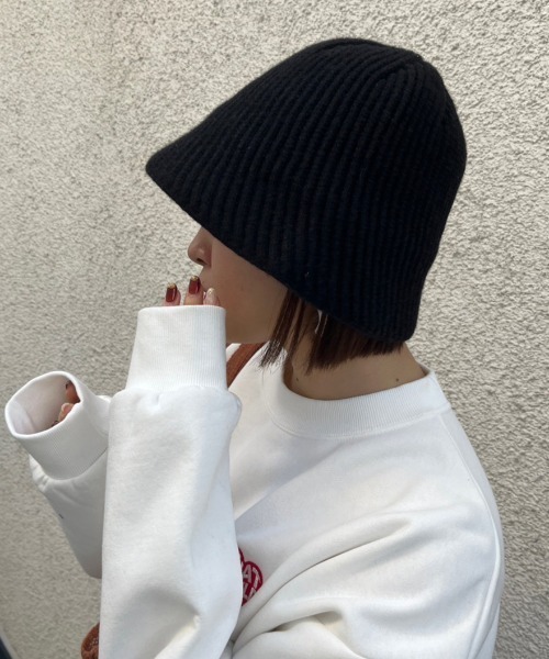 nemne store（ネンネストア）の「【nemne】ニットバケットハット（ハット・レディース・オフホワイト/ブラック/ベージュ・フリー）」の6枚目の写真