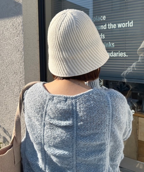 nemne store（ネンネストア）の「【nemne】ニットバケットハット（ハット・レディース・オフホワイト/ブラック/ベージュ・フリー）」の4枚目の写真