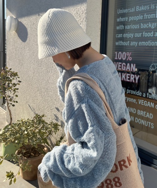 nemne store（ネンネストア）の「【nemne】ニットバケットハット（ハット・レディース・オフホワイト/ブラック/ベージュ・フリー）」の5枚目の写真