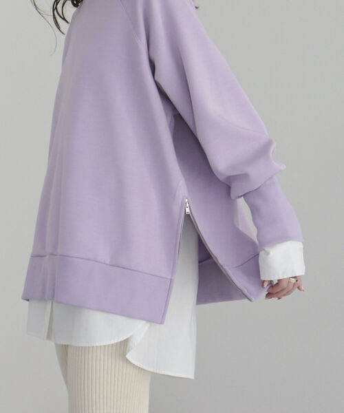 fredy emue（フレディエミュ）の「ポンチサイドジッププルオーバー（Tシャツ/カットソー・レディース・カーキ/アイボリー/チャコールグレー/ラベンダー・38）」の4枚目の写真